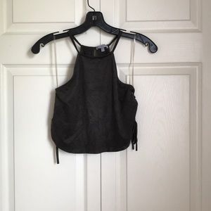 Charlotte Russe Dark Gray Cropped Halter Top S